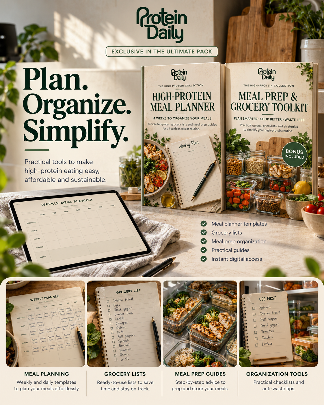 165+ high-protein recipes + everything you need to plan and simplify your meals.