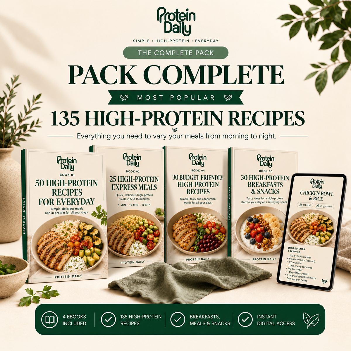 165+ high-protein recipes + everything you need to plan and simplify your meals.