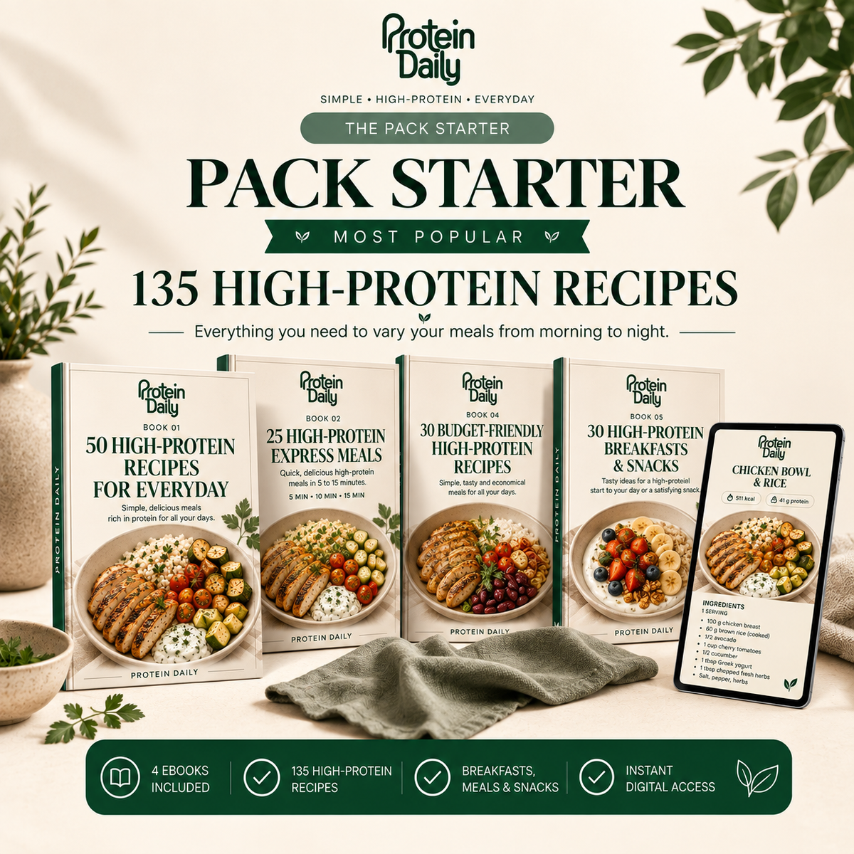 165+ high-protein recipes + everything you need to plan and simplify your meals.